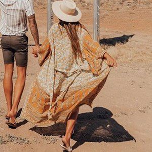 New Boho Floral Kimono Maxi Duster Cardigan Jacket